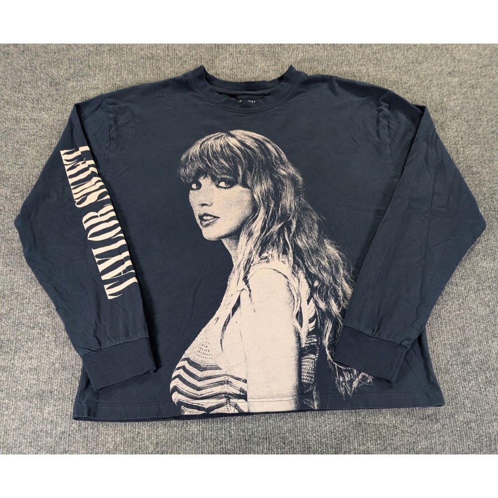Taylor Swift The Eras Tour Long Sleeve Graphic T-Shirt Navy Blue Large L